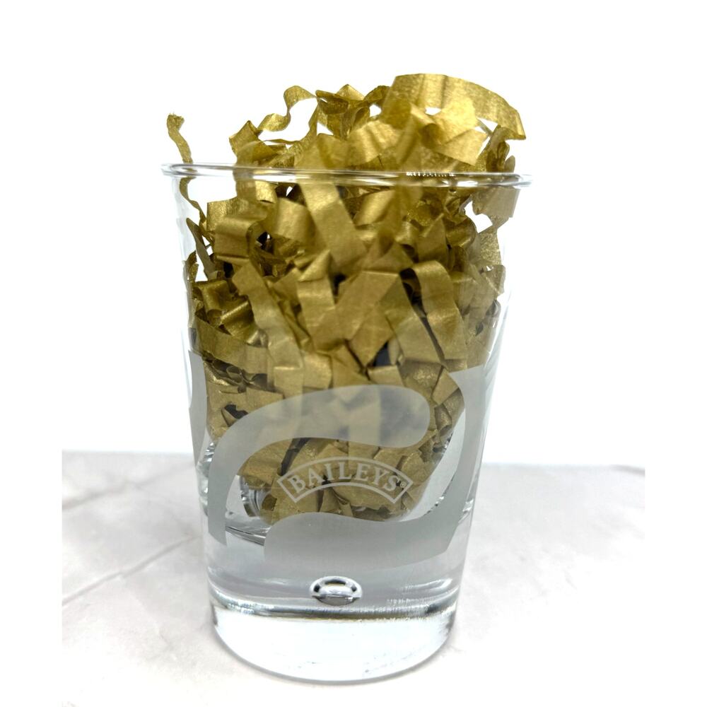 Baileys Irish Cream Lowball Glass Etched Design Heavy Bubble Base